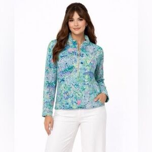 Lilly Pulitzer Skipper Popover Lilly Loves Texas UPF50 Long Sleeve Top Sz Medium